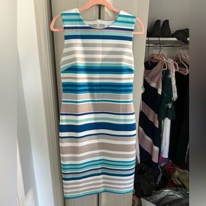 Calvin Klein Blue & White striped formal dress, size 8